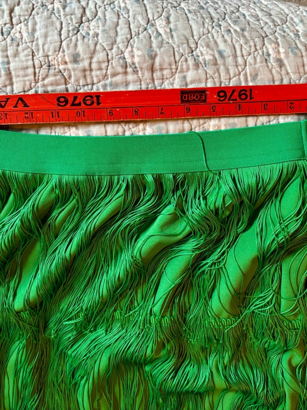 Fringe Studio Vibrant Green Tiered Fringe Maxi Skirt - Picture 3 of 8